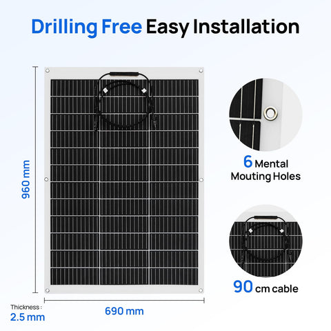 ECO-WORTHY panel with pre-drilled holes for simple mounting