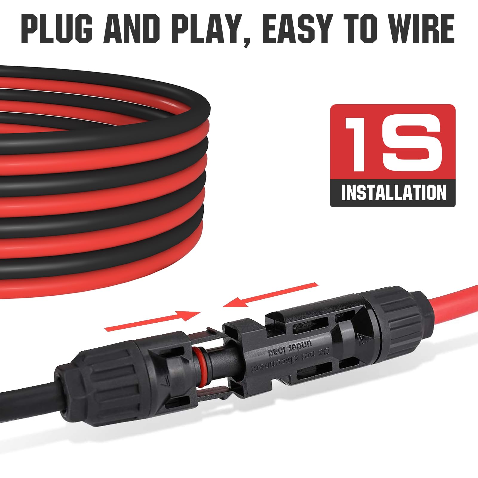 Precisely cut 20ft ECO-WORTHY solar cable for rooftop or burial layouts.