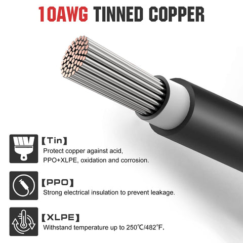 ECO-WORTHY red and black wires for easy polarity identification in solar setups.