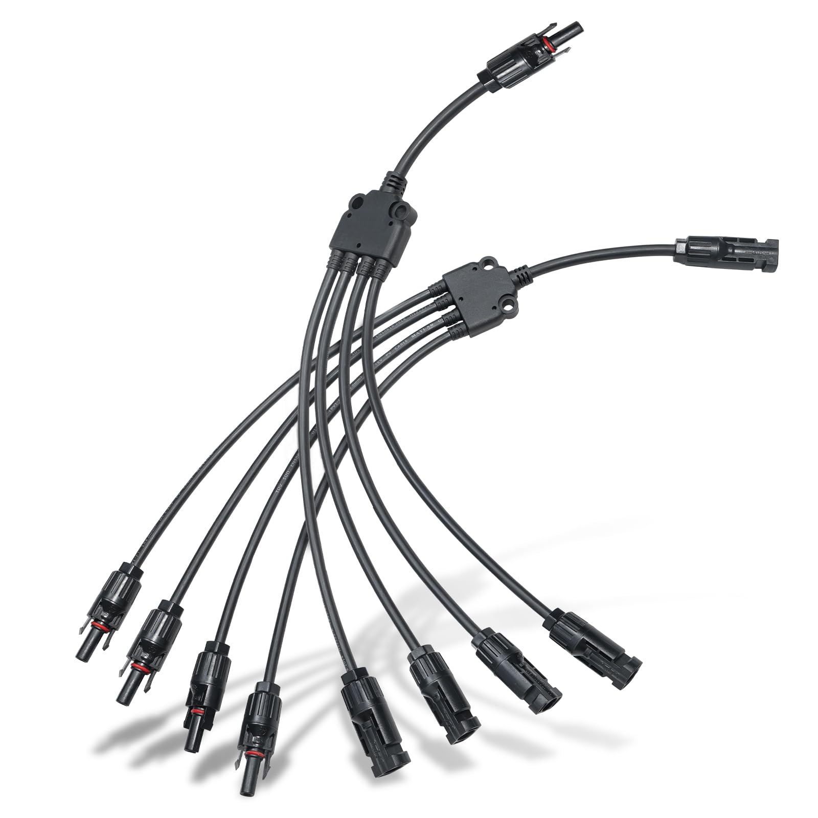 Eco-Worthy solar Y-branch connector enabling four-panel parallel connections for greater power.