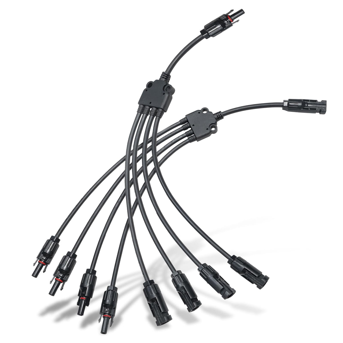 Eco-Worthy solar Y-branch connector enabling four-panel parallel connections for greater power.