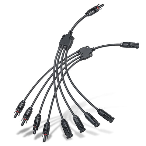 Eco-Worthy solar Y-branch connector enabling four-panel parallel connections for greater power.