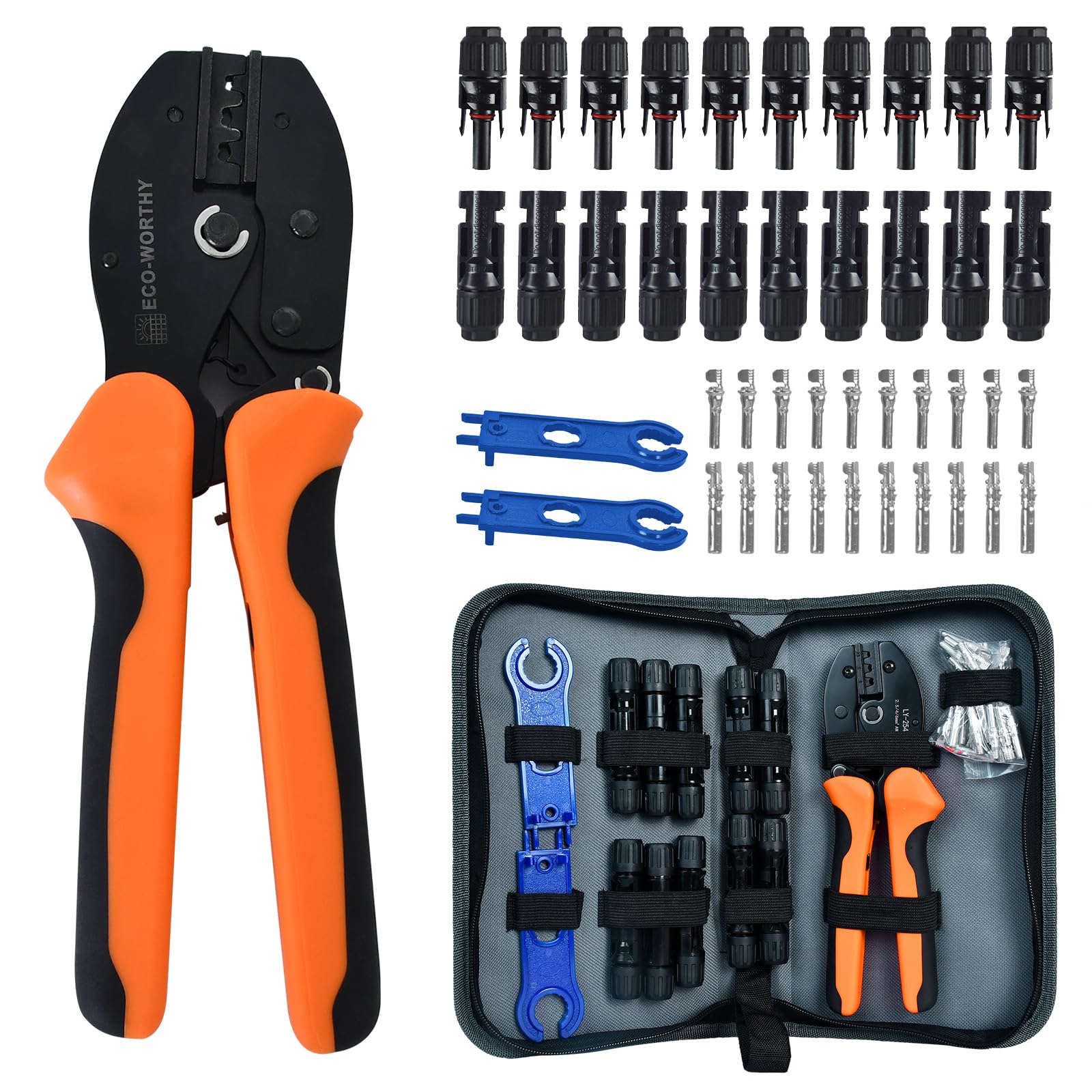 ECO-WORTHY solar crimper tool kit case keeps components organized and portable.