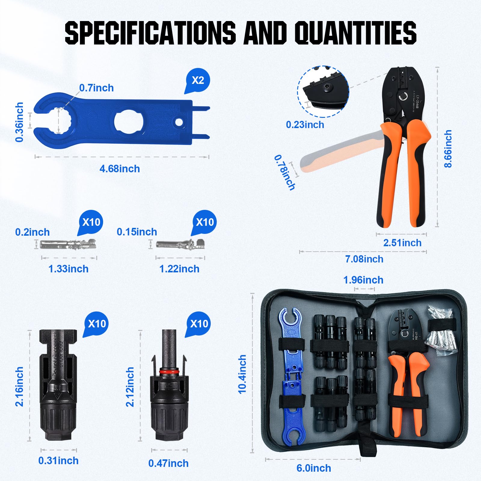 ECO-WORTHY PPO material connectors and crimp terminals support common solar cables.