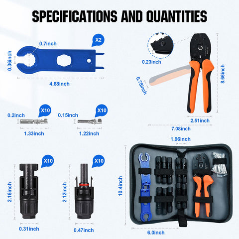 ECO-WORTHY PPO material connectors and crimp terminals support common solar cables.