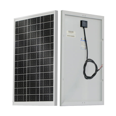 Eco-Worthy 25W solar panel front view showing portable charging for 12V batteries