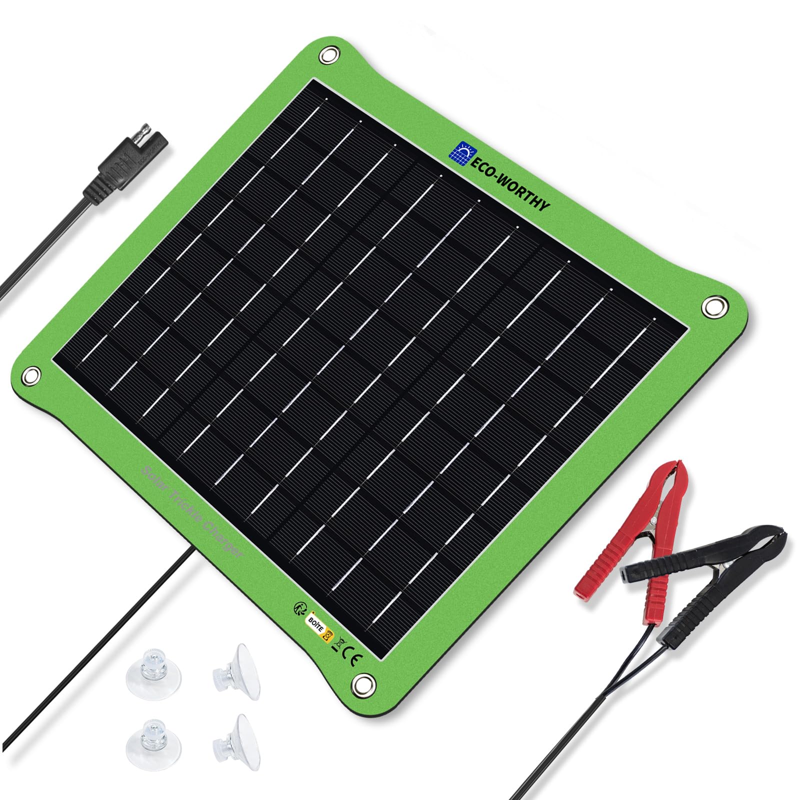 ECO-WORTHY Upgrade 7.5W solar panel ready for 12V battery maintenance in sunlight