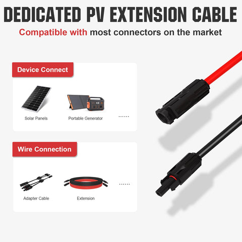 UV-resistant HDPE jacket protects ECO-WORTHY solar extension cable in outdoor use.