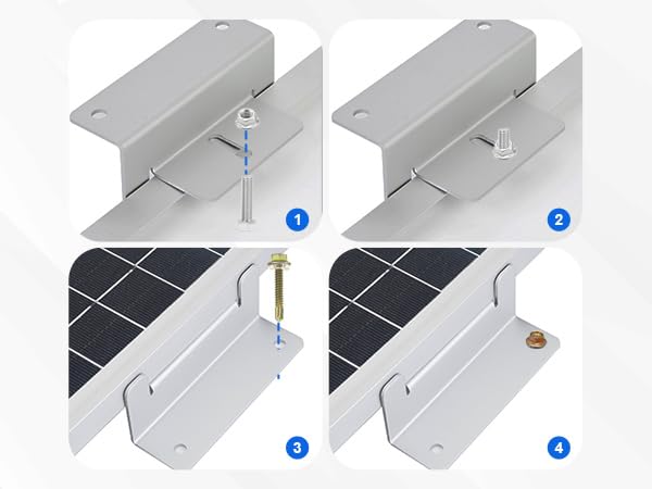 Eco-Worthy waterproof mounting brackets on uneven roof for rainy-day use
