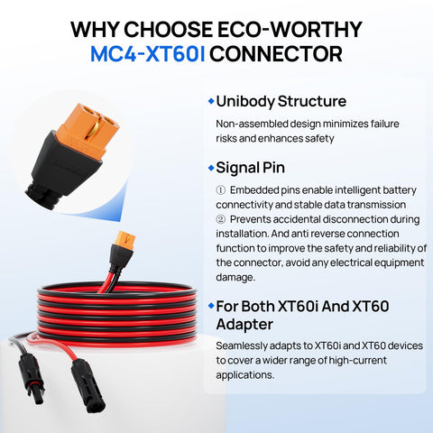 Eco-Worthy XT60i smart interface close-up showing integrated signal pin.