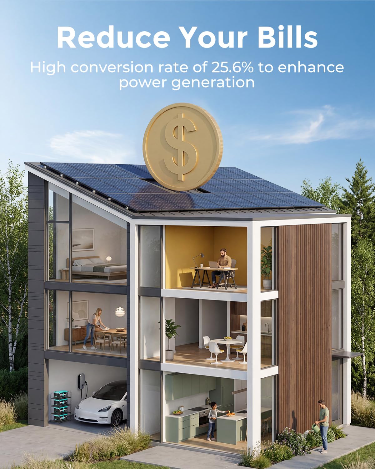 ECOBOSS 200W on-roof installation image with mounting hardware