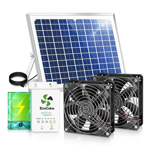ecoCalm solar exhaust fan in a coop, boosting ventilation with sunlight