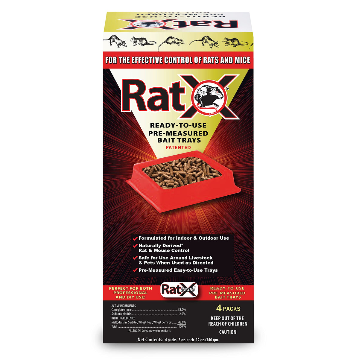 EcoClear RatX ready-to-use trays pack of four for easy placement and rodent control