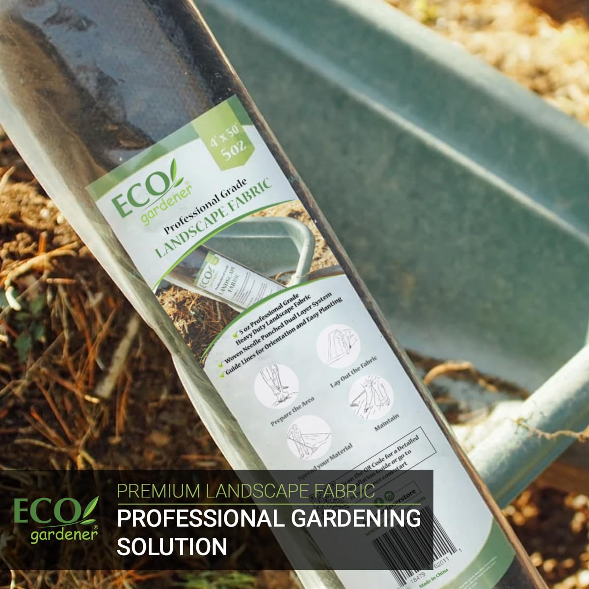ECOgardener 4ft x 250ft roll ready for quick installation and long-lasting weed control.