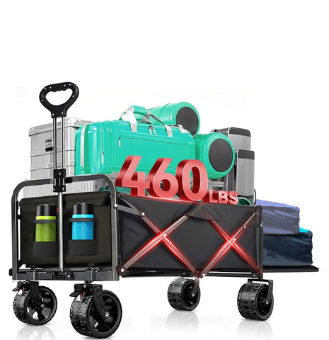 Ecogou foldable wagon with 240L capacity stores camping gear and supplies.