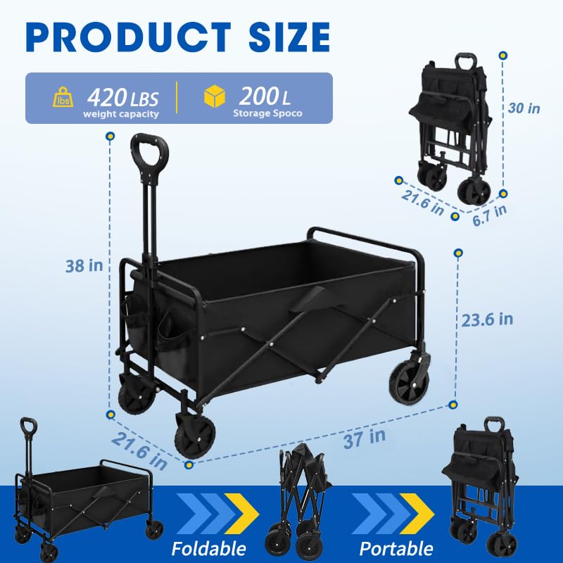 Ecogou wagon adjustable handle extended for comfort.