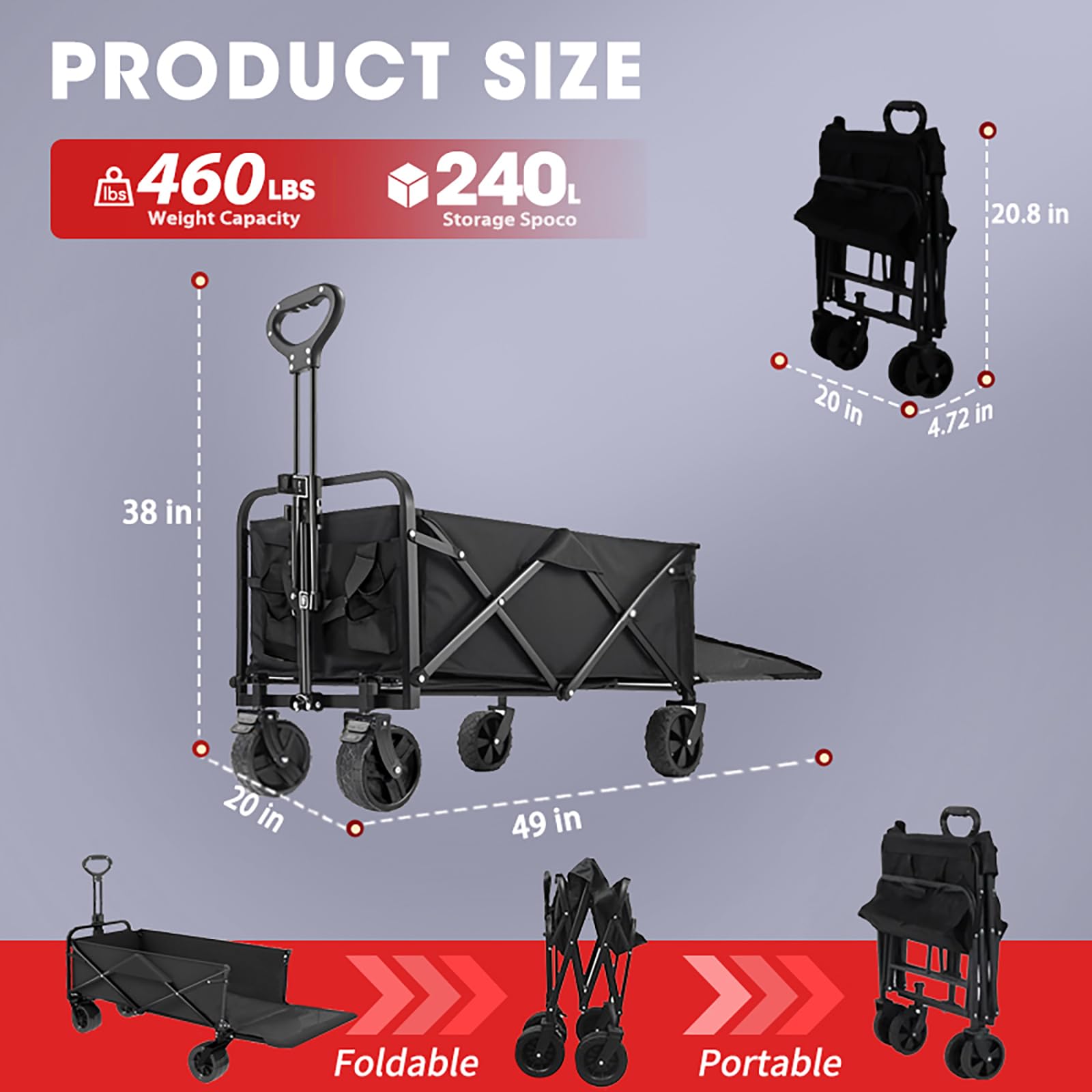 Ecogou wagon brakes with locking damping ensure secure stops.