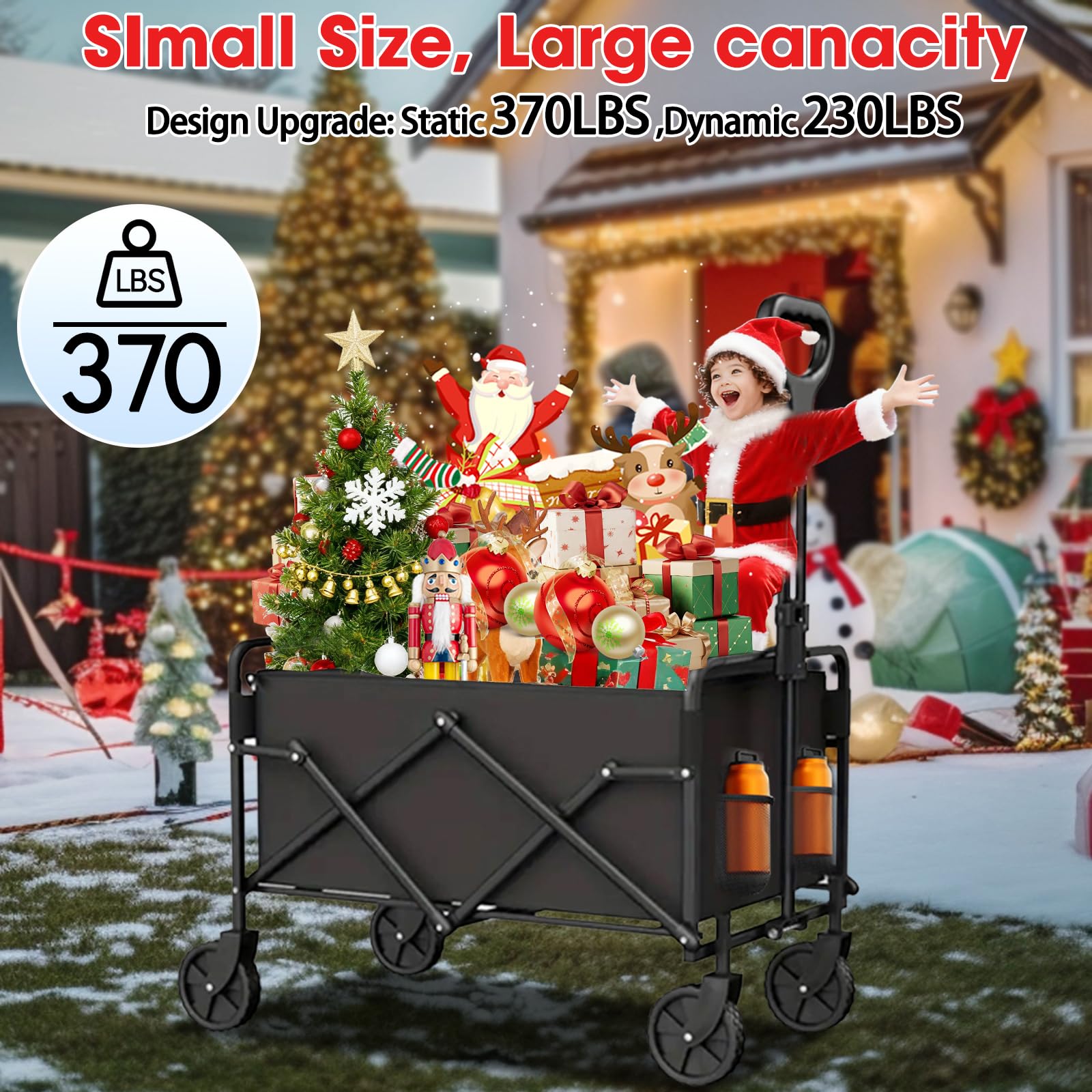 Detachable handle on Ecogou wagon for adjustable pushing height