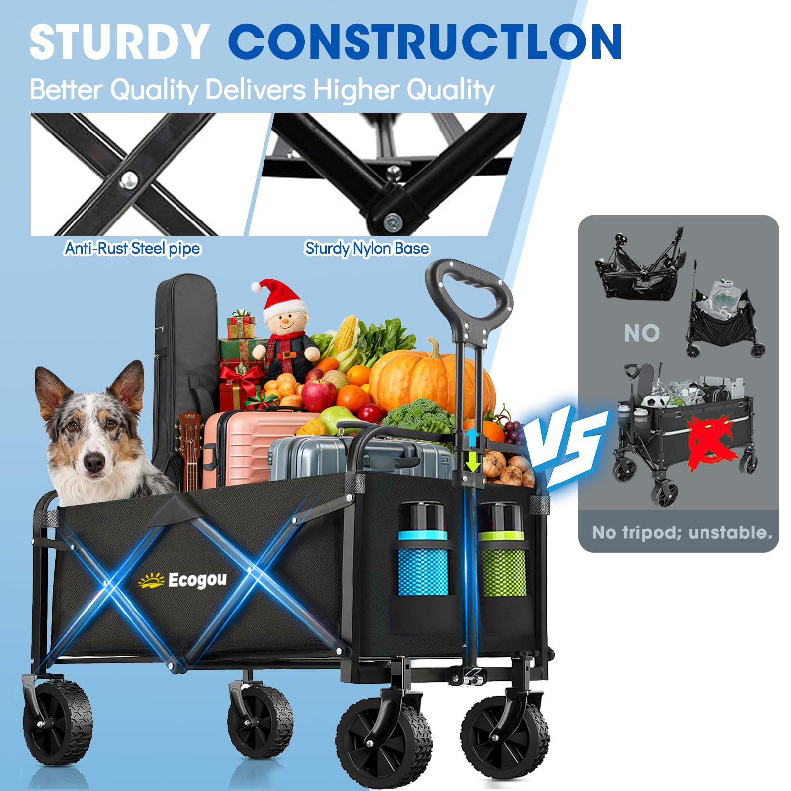 Ecogou wagon detachable wheels simplify cleaning.