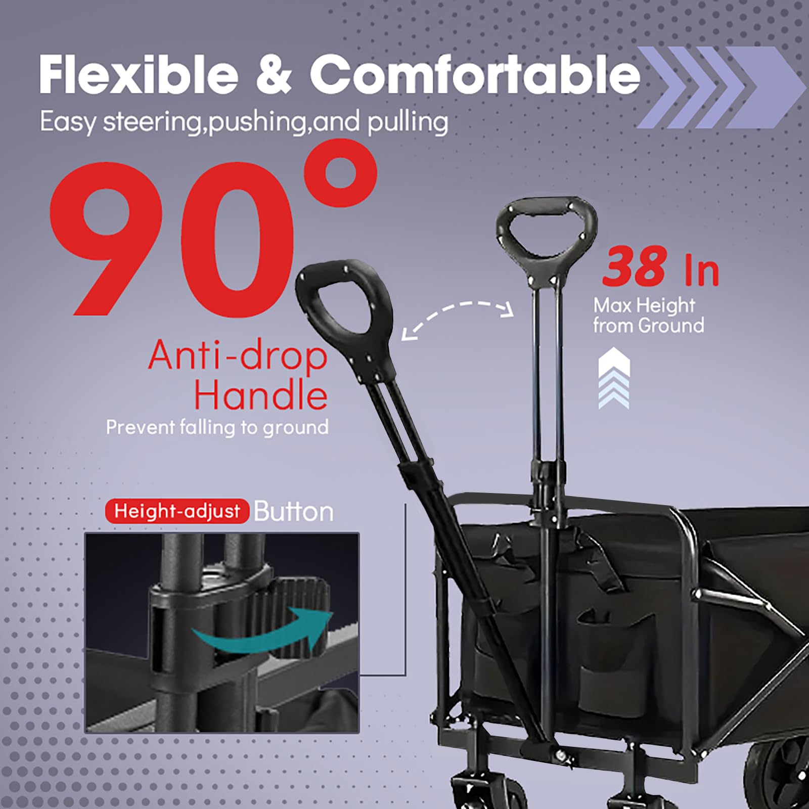 Ecogou wagon tailgate extends to 49 inches for extra loading space.