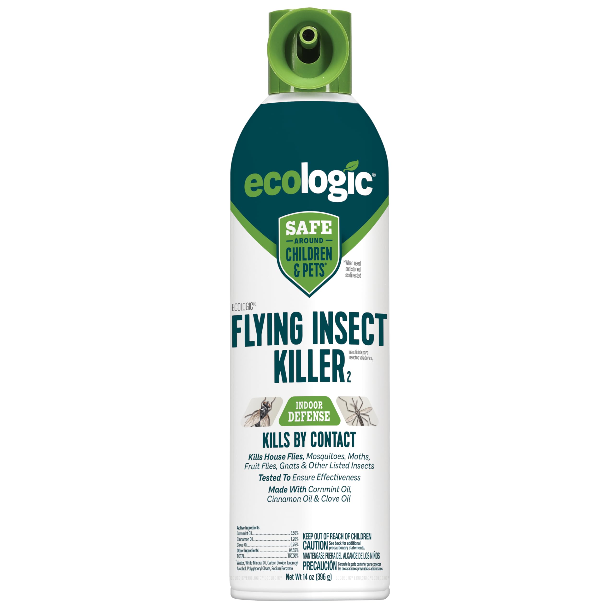 ecologic flying insect killer aerosol can in action kills houseflies on contact