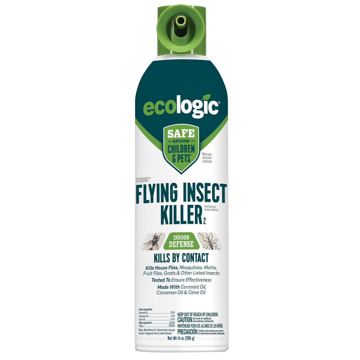 ecologic flying insect killer aerosol can in action kills houseflies on contact
