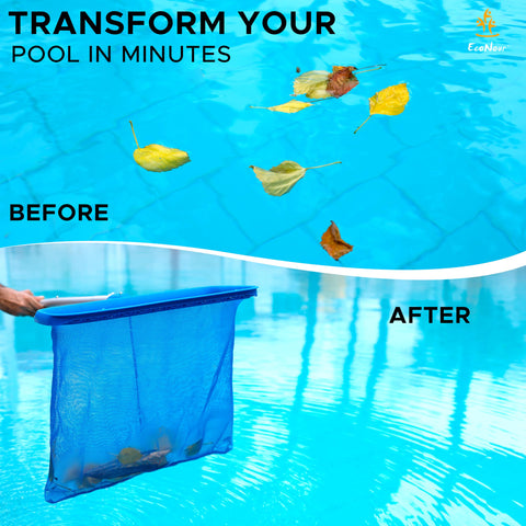EcoNour pool skimmer net is ideal for inground pools and heavy debris removal