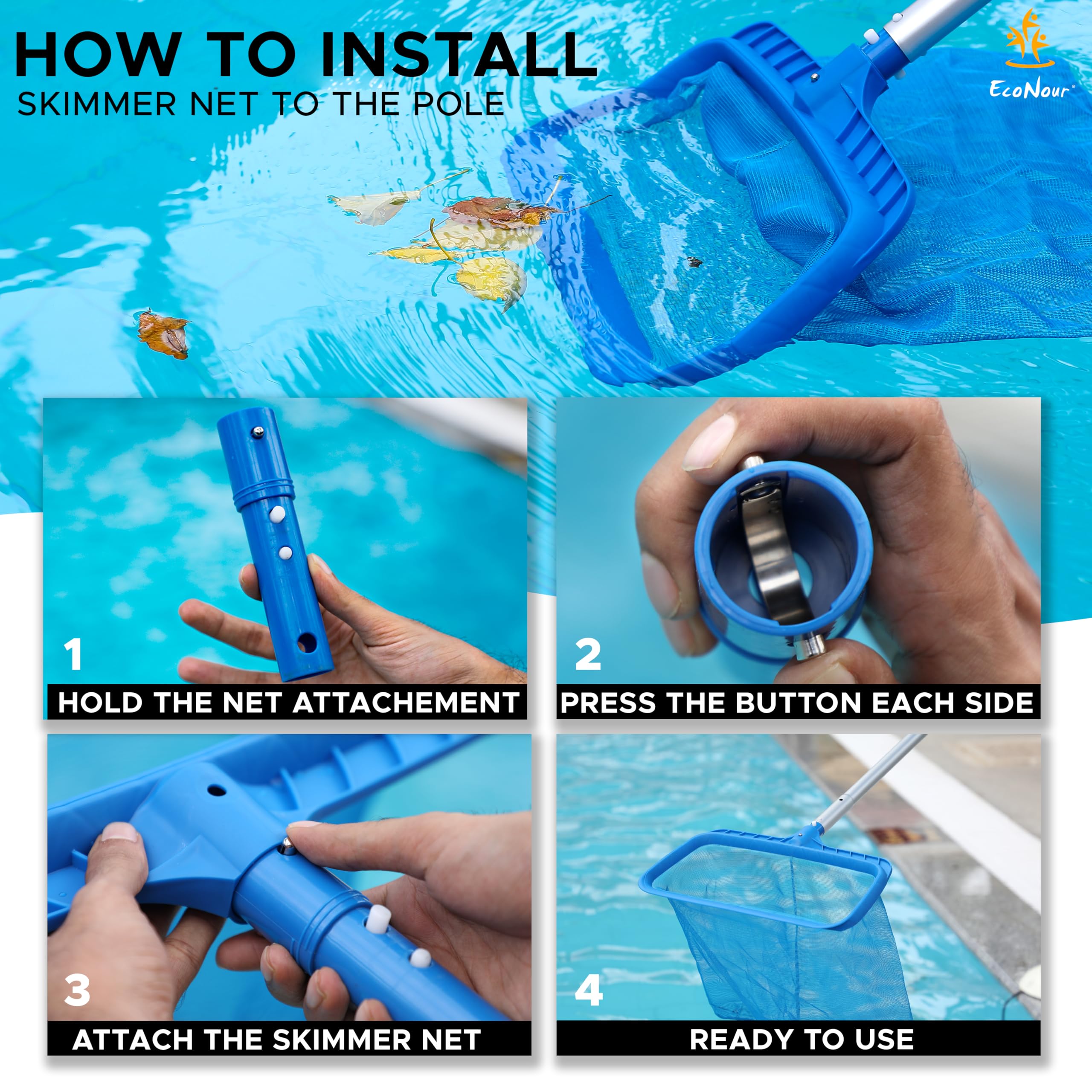 EcoNour pool skimmer net delivers long-lasting value and reliable performance