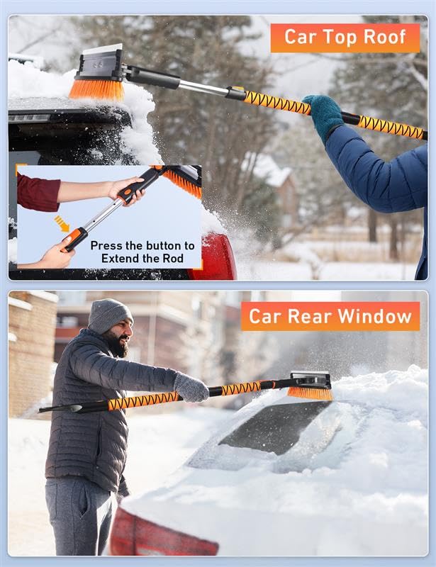 EcoNour snow brush squeegee converts for versatile snow and ice cleanup.