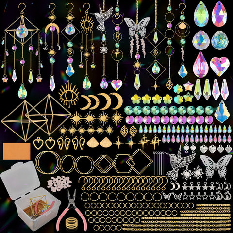 Ecoofor suncatcher kit contents with tools and beads for DIY projects