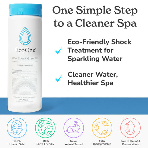 Crystal-clear spa water after EcoOne One Shock treatment