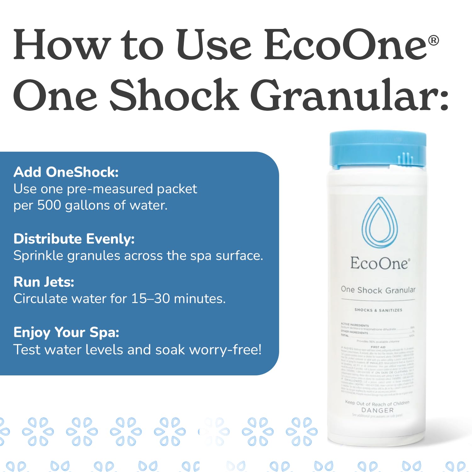 Pouring EcoOne One Shock Granular into a hot tub for weekly shock