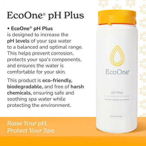 EcoOne pH Plus alkalinity-boost image showing clearer hot tub water.