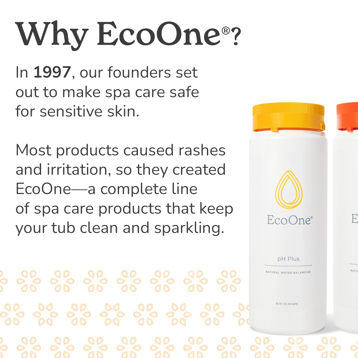EcoOne pH Plus bottle in a spa setting, natural care.