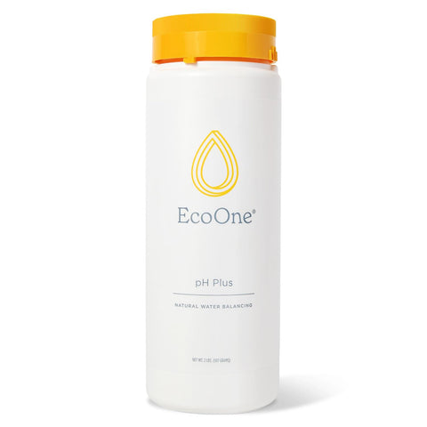 EcoOne pH Plus granular powder close-up, ready to balance spa water gently.