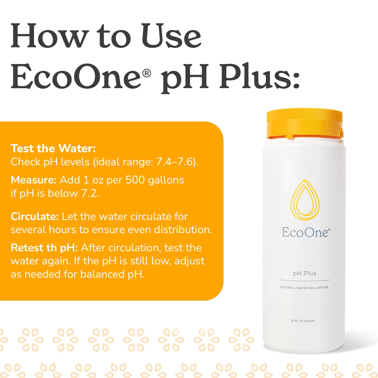 EcoOne pH Plus being dosed into a hot tub for safe pH balance.