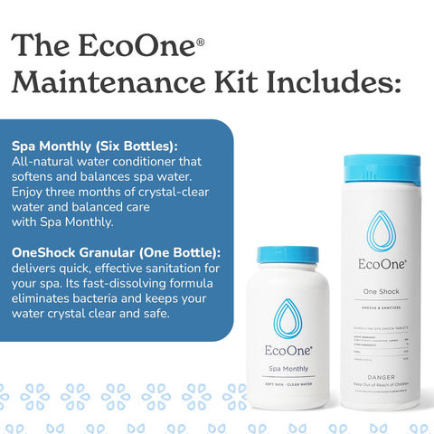 EcoOne SPA Monthly conditioner bottle demonstrates monthly water care to reduce foam.