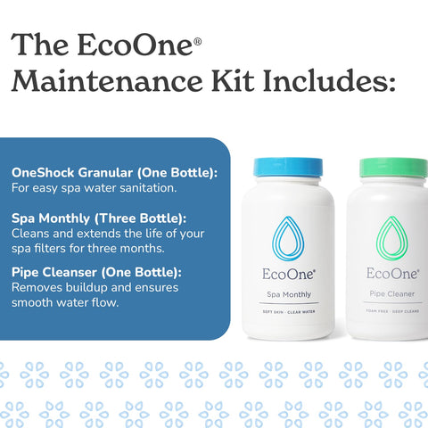 EcoOne Spa Monthly Conditioner pack reduces foam and stabilizes water chemistry