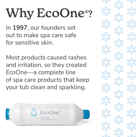 Spa water balance scene showing improved hardness and clarity with EcoOne.