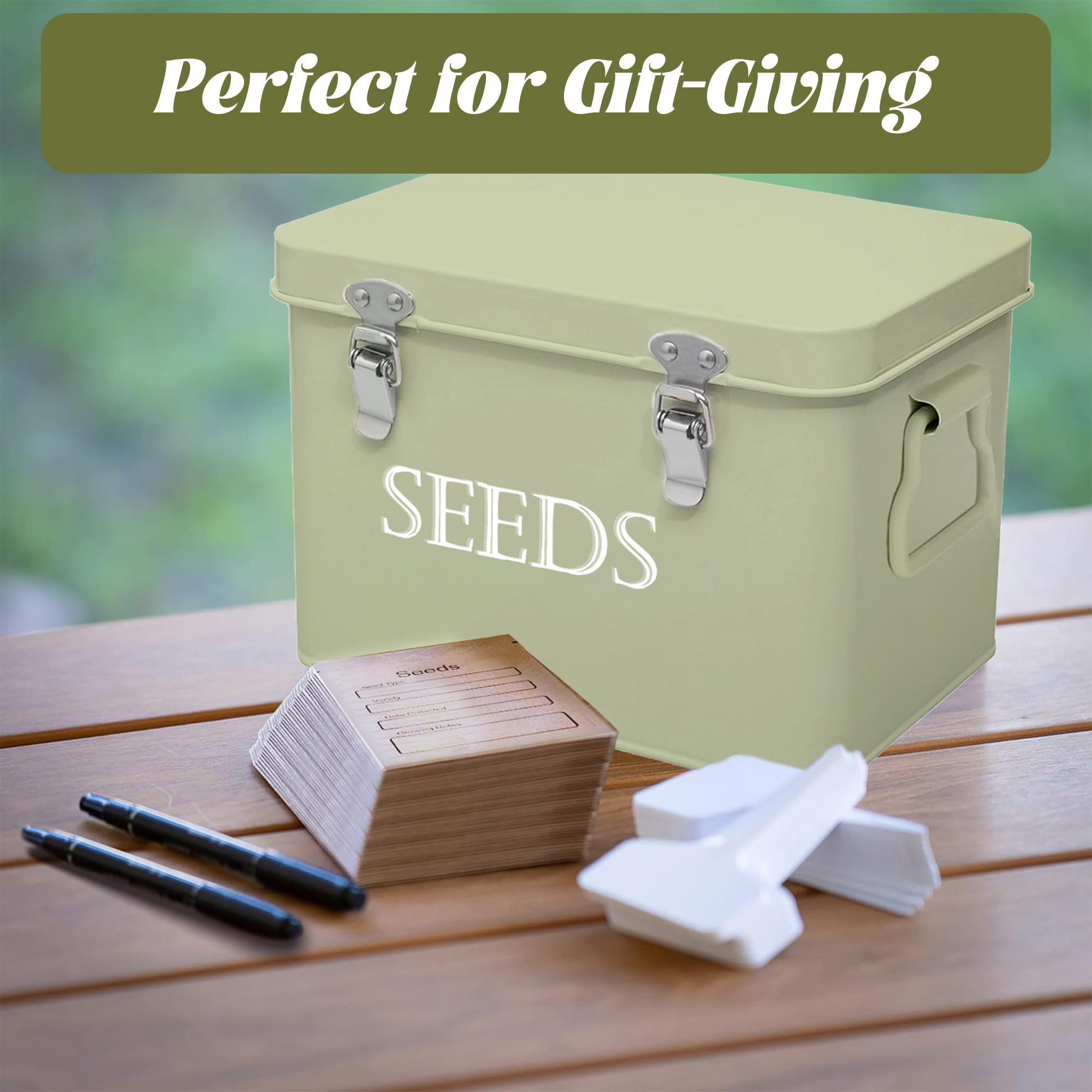 Carrying handle on Ecopark seed storage box for easy portability