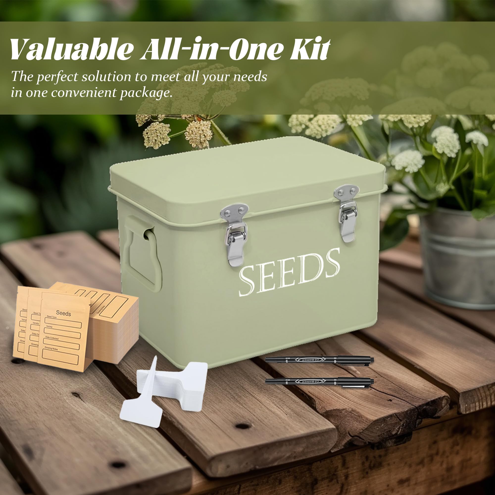Includes plant labels with Ecopark seed storage box for clear tagging