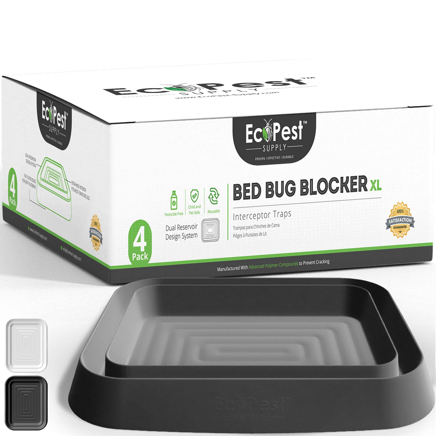 ECOPEST Bed Bug Blocker XL traps, front view, for monitoring bed posts.