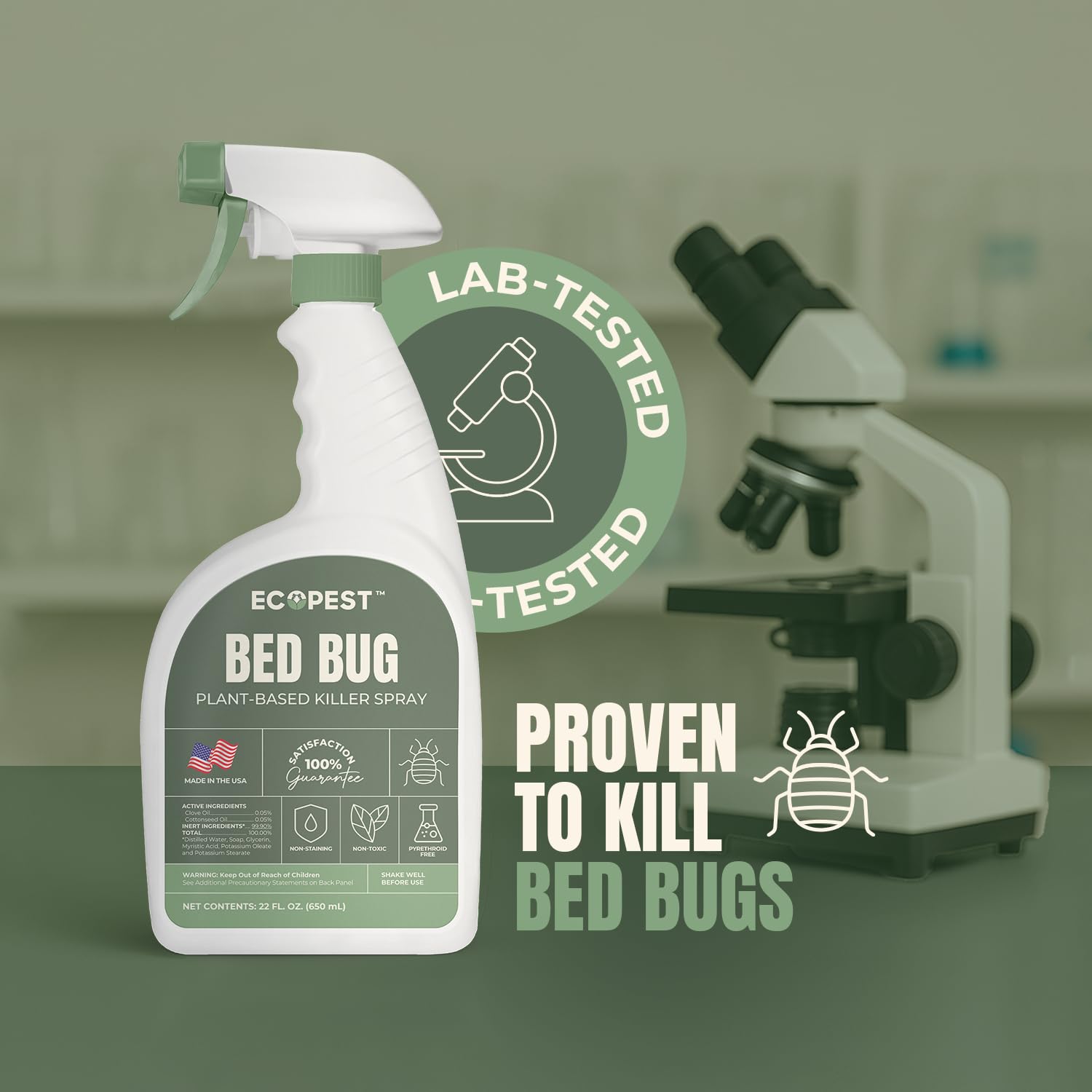 EcoPest Bed Bug Spray mattress seams application, quick knockdown near sleep zones.