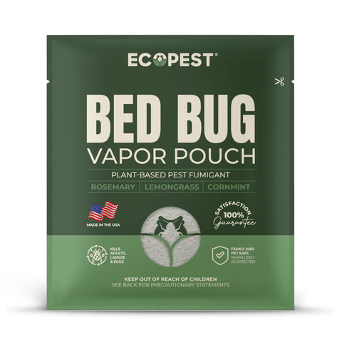 ECOPEST Bed Bug Vapor Pouch close-up showing compact fumigation action