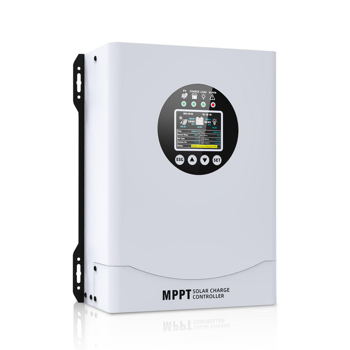 EcoSolLi 120A MPPT controller LCD display and status readout