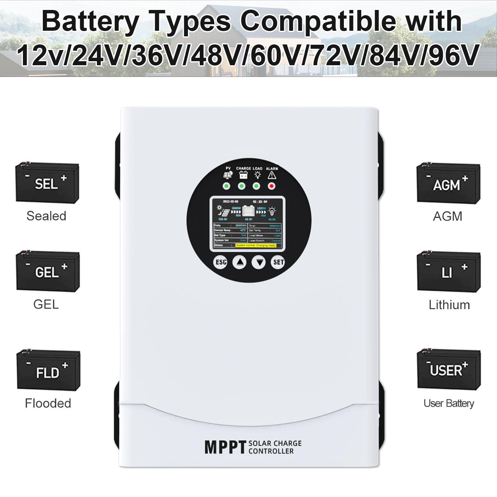 EcoSolLi MPPT controller showing built-in protection features for safety