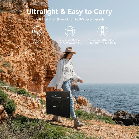 Ecosonique folding solar panel with kickstands for optimal sun angle and stability