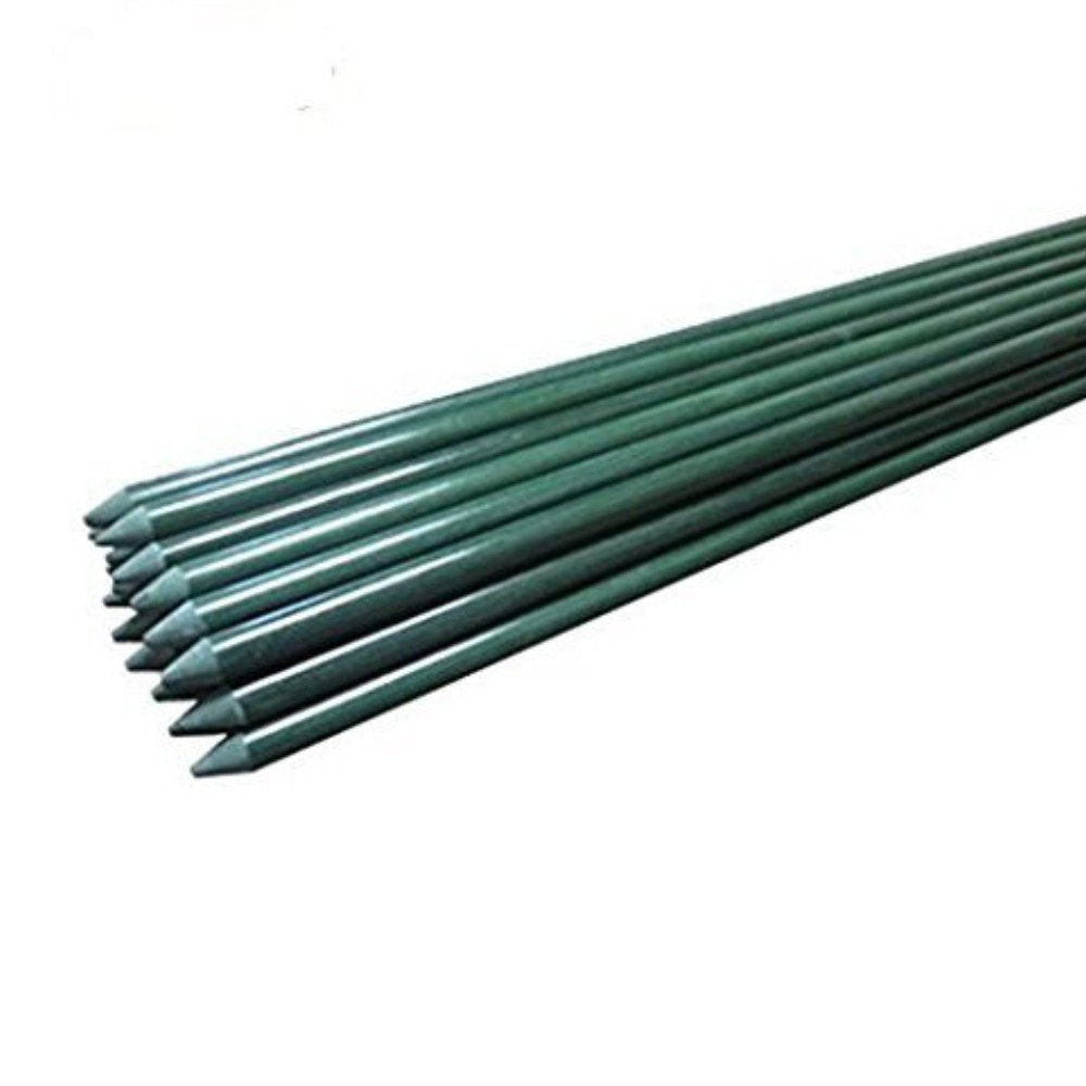 EcoStake 72 inch garden stake in dark green supports tall plants with durable fiberglass