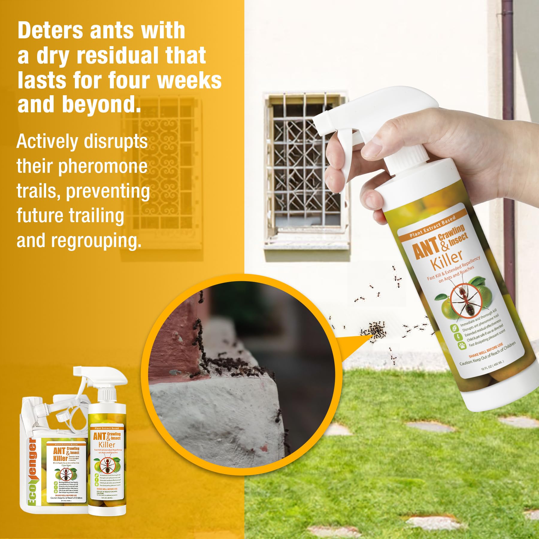 EcoVenger 16oz bottle near entry points for deterrence.