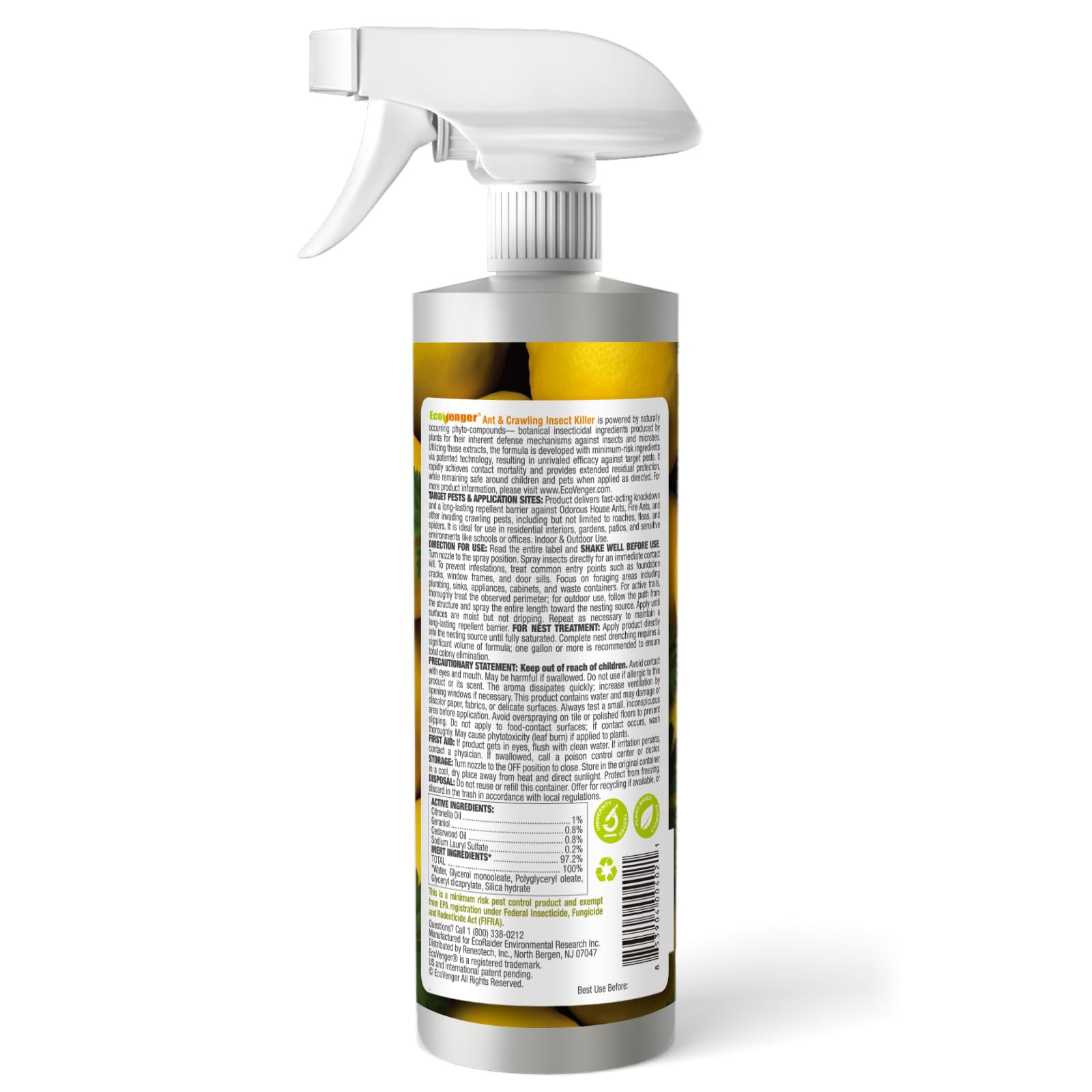 EcoVenger spray action image demonstrating rapid ant knockdown.